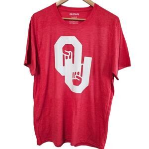 Oklahoma University OU T-Shirt Mens Large Red White Only One Horns Down Sooners